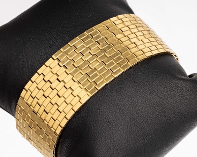 18 kt Gold Armband, ca. 74.3 g, GG 750/000,Backstein Optik, B. ca. 2.7 cm, L. ca. 20 cm