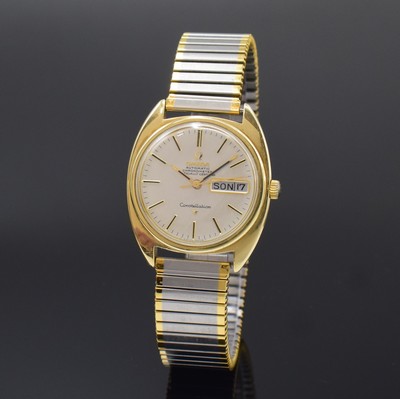 OMEGA Constellation Chronometer Herrenarmbanduhr Referenz 168019, Schweiz um 1969, Automatik, verg. Geh. in Stahl, Boden m. Darst. Sternwarte ...