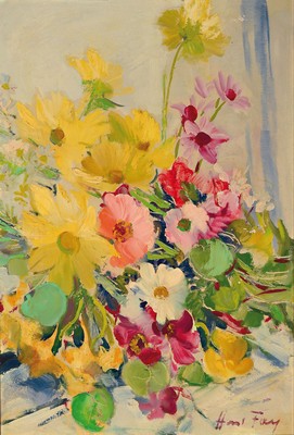 Hanns Fay, 1888 Frankenthal-1957 Neustadt, Blumenstillleben, Öl/Hartfaser, rechts unten sign., ca. 65x45cm, R. ca. 75x55cm