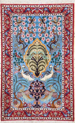 Esfahan fein, Persien, Ende 20.Jhd, Korkwolle mit und auf Seide, ca. 114 x 72 cm, EHZ: 1-2
