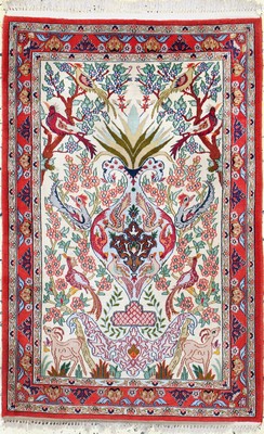 Esfahan fein, Persien, Ende 20.Jhd, Korkwolle mit und auf Seide, ca. 107 x 70 cm, EHZ: 1-2