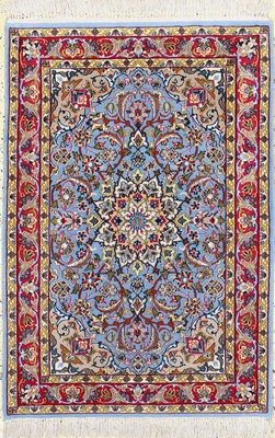 Esfahan fein, Persien, Ende 20.Jhd, Korkwolle mit und auf Seide, ca. 105 x 74 cm, EHZ: 1-2