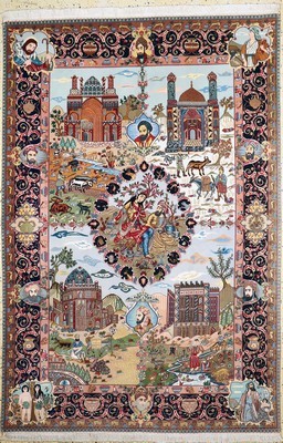 Täbriz fein(50 Raj), Persien, Ende 20.Jhd, Korkwolle mit Seide, ca. 270 x 180 cm, ca. 500.000 Kn/qm, EHZ: 1-2