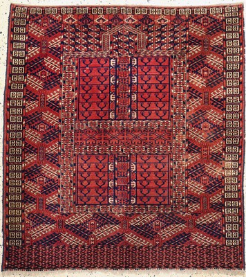 Tekke Engsi antik, Turkmenistan, 19.Jhd, Wolle auf Wolle, ca. 142 x 131 cm, EHZ: 2-3