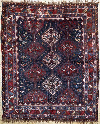 Khamseh"Chicken-Typus"antik, Persien, um 1900, Wolle auf Wolle, ca. 200 x 165 cm, EHZ: 3