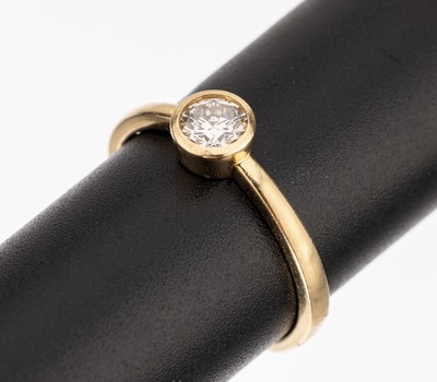 14 kt Gold Brillant-Ring, GG 585/000, Brillant ca. 0.50 ct Weiß/p, RW 59, ca. 3.1 g