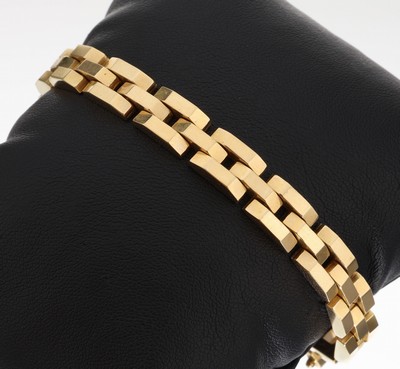 18 kt Gold Armband, GG 750/000, bewegl. Glieder pol., L. ca. 18.5 cm, Kastenschloss mit 2 Sicherheitsachten, ca. 25.9 g