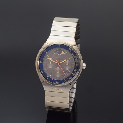 IWC Porsche Design Armbandchronograph Referenz 3742, Schweiz um 1985, quarz, Titangeh. inkl. Gliederband m. Faltschließe, Boden und Krone verschr., ...