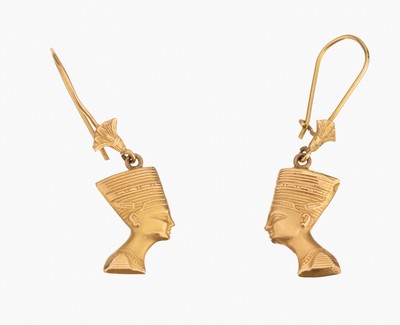 18 kt Gold Ohrgehänge "Nofretete", GG 750/000 (gepr.), L. ca. 4 cm, ca. 2.6 g