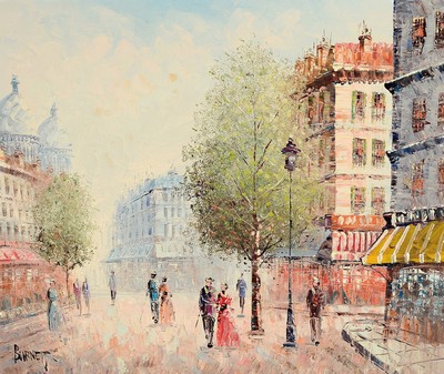 Caroline C. Burnett, 1877-1950, Stadtansicht aus Paris, wohl Montmartre, links unten signiert, Öl/Lwd, 50x60 cm, Rahmen 64x75 cm
