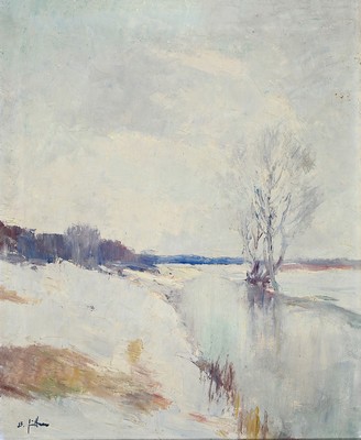 Bruno Jüttner, 1880-1965 Wernigerode, Winterlandschaft, Öl/Lwd, pastoser Farbauftrag, links unten signiert, ca. 75x64cm, R. ca. 74x65cm