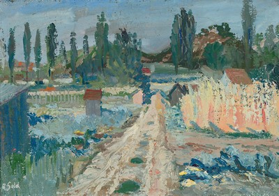 Anton Gold, 1914-1970, Blick in einen Garten, Öl/Lwd, links unten signiert, ca. 40x57cm, R. ca. 52x68cm
