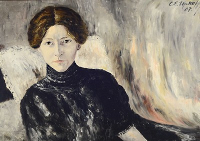 Carl Emil Uphoff, 1885 Witten-1971 Worpswede, Porträt einer jungen Frau, Öl/Lwd, rechts oben sign. und dat. 07, ca. 56.5x79.5cm, R.