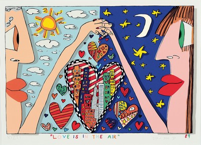 James Rizzi,1950-2011 New York, Love is in the air, Farbdruck, handsign., num. 217/500 D,von 1989, Blattgr. ca. 34x47 cm, Rahmen 41x61 cm