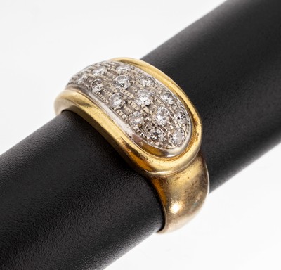 18 kt Gold Brillant-Ring, GG/WG 750/000, 21in WG gefasste Brillanten zus. ca. 0.30 ct Weiß/si-p, RW 55, ca. 6.8 g
