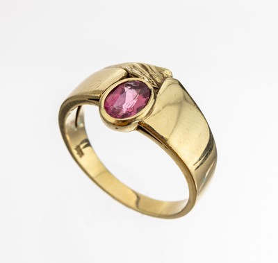 14 kt Gold Saphir-Ring, GG 585/000, ovalfacett. Pinksaphir ca. 0.50 ct, RW 56, ca.5.4 g