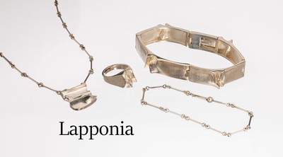 Konvolut LAPPONIA Schmuck, 925er Silber, Finnland 1986/7, 1x Armband L. ca. 18 cm, Kastenschlo? mit Sicherheitsacht, 1x Collier L. ca. 42 cm, ...