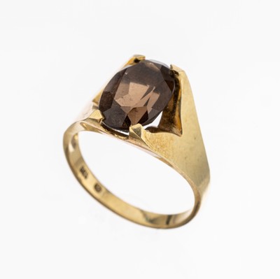 14 kt Gold Rauchquarz Ring, GG 585/000, ovalfacett. Rauchquarz, RW 55, ca. 4.4 g