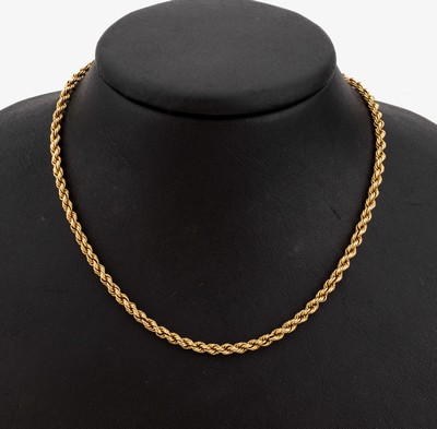 14 kt Gold Collier, GG 585/000, gekordelt, L. ca. 42 cm, Federringschliesse, ca. 9.4 g