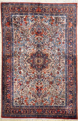 Rosenbidjar Kork fein, Indien, Ende 20.Jhd,Korkwolle auf Baumwolle, ca. 199 x 132 cm, Reinigungsbedürftig, EHZ: 2