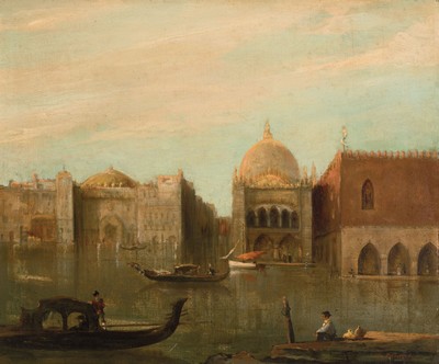 Albert Bischoff, datiert (19)46, Ansicht vonVenedig bei Hochwasser, rechts unten signiert,Öl/Lwd, 50x60 cm, Rahmen 69x78 cm