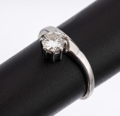 14 kt Gold Brillant Ring, WG 750/000, Brillant ca. 0.65 ct Weiss/p1, RW 58, ca. 2.9 g