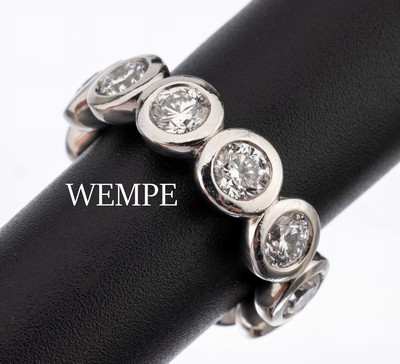 WEMPE Platin Brillant-Memoryring, Pt 950/000, 11 Brillanten zus. ca. 3.30 ct feinesWeiß/si, RW 53, sign. setted by Wempe, lt. Einlieferer ...