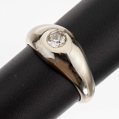 18 kt Gold Diamant Bandring, WG 750/000, Brillant-Solitär ca. 0.30 ct Weiss/p 1, RW 55, ca. 8.1 g