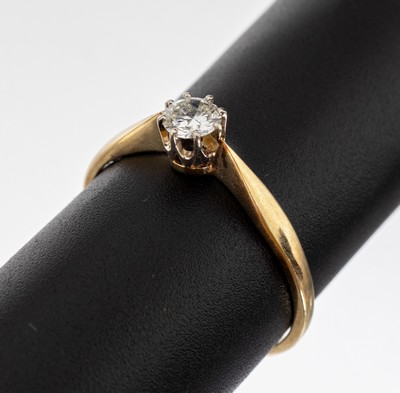14 kt Gold Brillant-Ring, GG 585/000, Brillant ca. 0.30 ct Weiss/si, RW 63, ca. 2.2 g