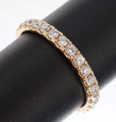 14 kt Gold Brillant-Memoryring, GG 585/000,30 Brillanten zus. ca. 1.04 ct (grav.) feines Weiß-Weiß/si, RW 56, ca. 2.2 g