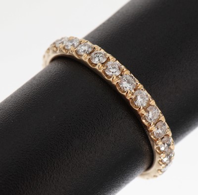 14 kt Gold Brillant-Memoryring, GG 585/000,29 Brillanten zus. ca. 1.66 ct (grav.) feines Weiss-Weiss/si, RW 55, ca. 1.9 g