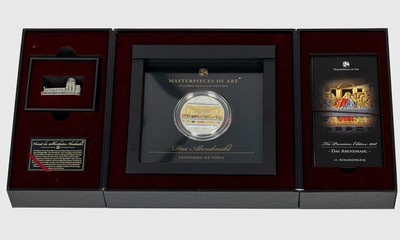 20 Dollar Elizabeth II. Cook Islands 2018, aus der Serie Masterpieces of Art 10 Jahre Premium Edition, Avers: Das Abendmahl nach Leonardo Da Vinci ...