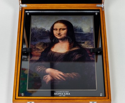 Giants of the Art, sogen. Silber-Münzbarren 10.000 Francs (CFA) Elfenbeinküste 2017, 925er Silber mit Color Application der Mona Lisa, limitierte ...