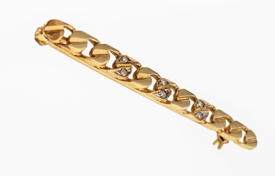 14 kt Gold Diamant-Brosche, GG 585/000, L. ca. 5 cm, 6 kl. 8/8-Diamanten, ca. 3.1 g