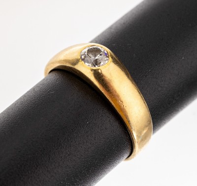 14 kt Gold Diamant Ring, GG 585/000, gepr., Altschliffdiamant ca. 0.25 ct Weiss/si, RW 51, ca. 4.2 g