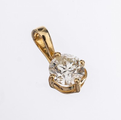 14 kt Gold Brillant-Clipanhänger, GG 585/000, Brillant ca. 1.52 ct Weiß/p