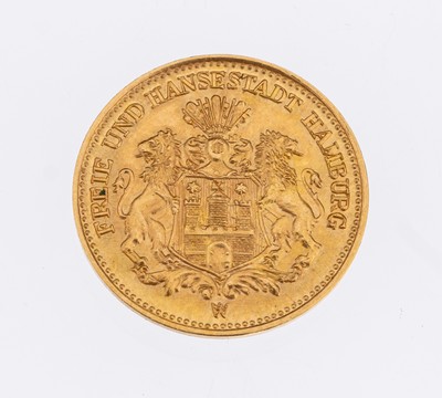 5 Mark Goldmünze, Deutsches Reich, 1877, Freie und Hansestadt Hamburg