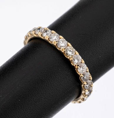 14 kt Gold Brillant-Memoryring, GG 585/000,Brillanten zus. ca. 1.96 ct feines Weiß -Weiß/vs-si, RW 54, ca. 2.2 g