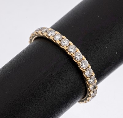 14 kt Gold Brillant-Memoryring, GG 585/000,Brillanten zus. ca. 1.15 ct feines Weiß-Weiß/ vs-si, RW 57, ca. 2 g