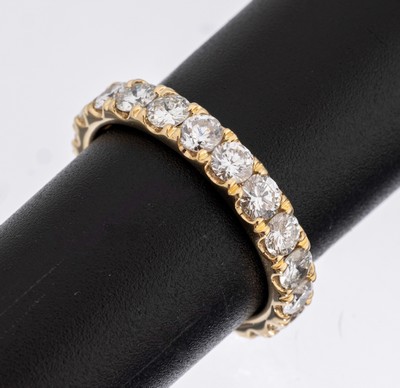 14 kt Gold Brillant-Memoryring, GG 585/000,Brillanten zus. ca. 2.39 ct feines Weiß -Weiß/vs-si, RW 54, ca. 3.5 g