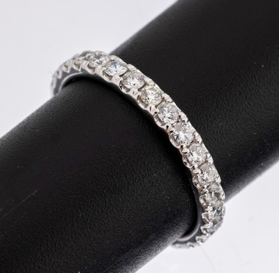 14 kt Gold Brillant-Memoryring, WG 585/000,Brillanten zus. ca. 0.92 ct feines Weiß -Weiß/lr-si, RW 55, ca. 2.1 g