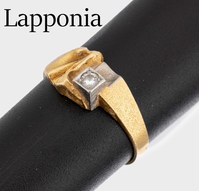 18 kt Gold LAPPONIA Brillant-Ring, GG 750/000, typ. Design, Brillant ca. 0.05 ct Weiß/vs, ca. 3.3 g, RW 52