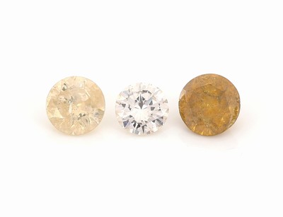 Lot 3 lose Brillanten zus. ca. 0.95 ct Weiss-fancy colour/p