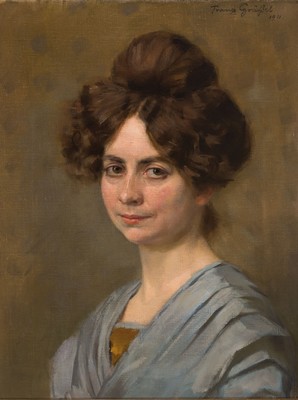 Franz Xaver Grässel, 1861 Obersasbach/Baden -1948 Emmering, Porträt einer jungen Frau, rückseitig bez.: Emma Schiestl geb. Kaltenegger, geb. 1876, ...