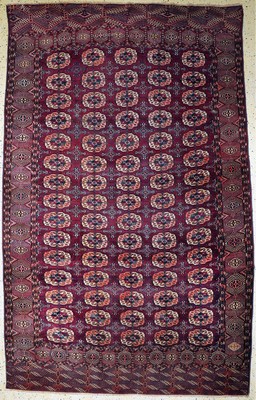 Tekke Hauptteppich antik, Turkmenistan, 19.Jhd, Wolle auf Wolle, ca. 344 x 214 cm, EHZ: 3, (Restauriert)