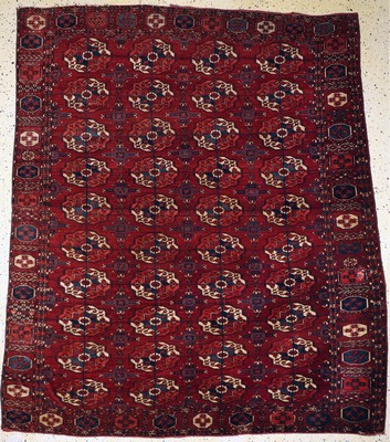 Tekke Hauptteppich antik, Turkmenistan, 19.Jhd, Wolle auf Wolle, ca. 240 x 217 cm, EHZ: 3-4