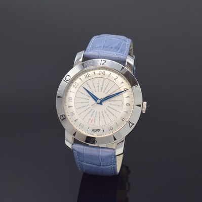 TISSOT Heritage Navigator Worldtimer 160th Anniversary Herrenarmbanduhr in Stahl, Schweiz um 2013, Automatik, beids. vergl. Geh. in Edelstahl, neutr. ...