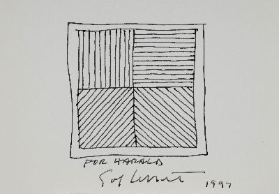 Sol Lewitt, 1928-2007, kleine Zeichnung in Tinte auf Papier, bez. for Harald, signiert, dat. 1997, ca. 10x15cm
