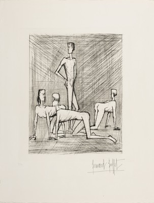 Bernard Buffet, 1928 Paris-1999 Tourtour, Radierung auf BFK Rives, Blatt aus der Serie "Voyages fantastiques aux etats et empires de la lune et ...