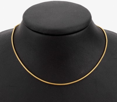 18 kt Gold Schlangenkette, ca. 14.8 g, GG 750/000, L. ca. 74 cm, Federringschliesse